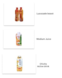 four different types of juices are shown