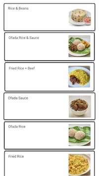 a menu with different types of food