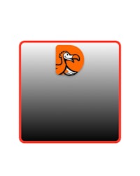 a mouse pad with an orange and black eagle logo