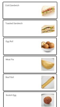 a list of different types of food