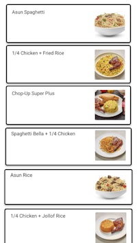 a menu with different types of food on it